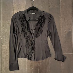 MICHAA Black Ruffle Blouse - 2